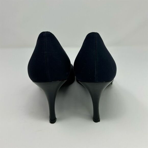 Stuart Weitzman Women's Navy Blue Pointed Toe Bow Swirled Heels Size 10.5 Narrow - Picture 7 of 14